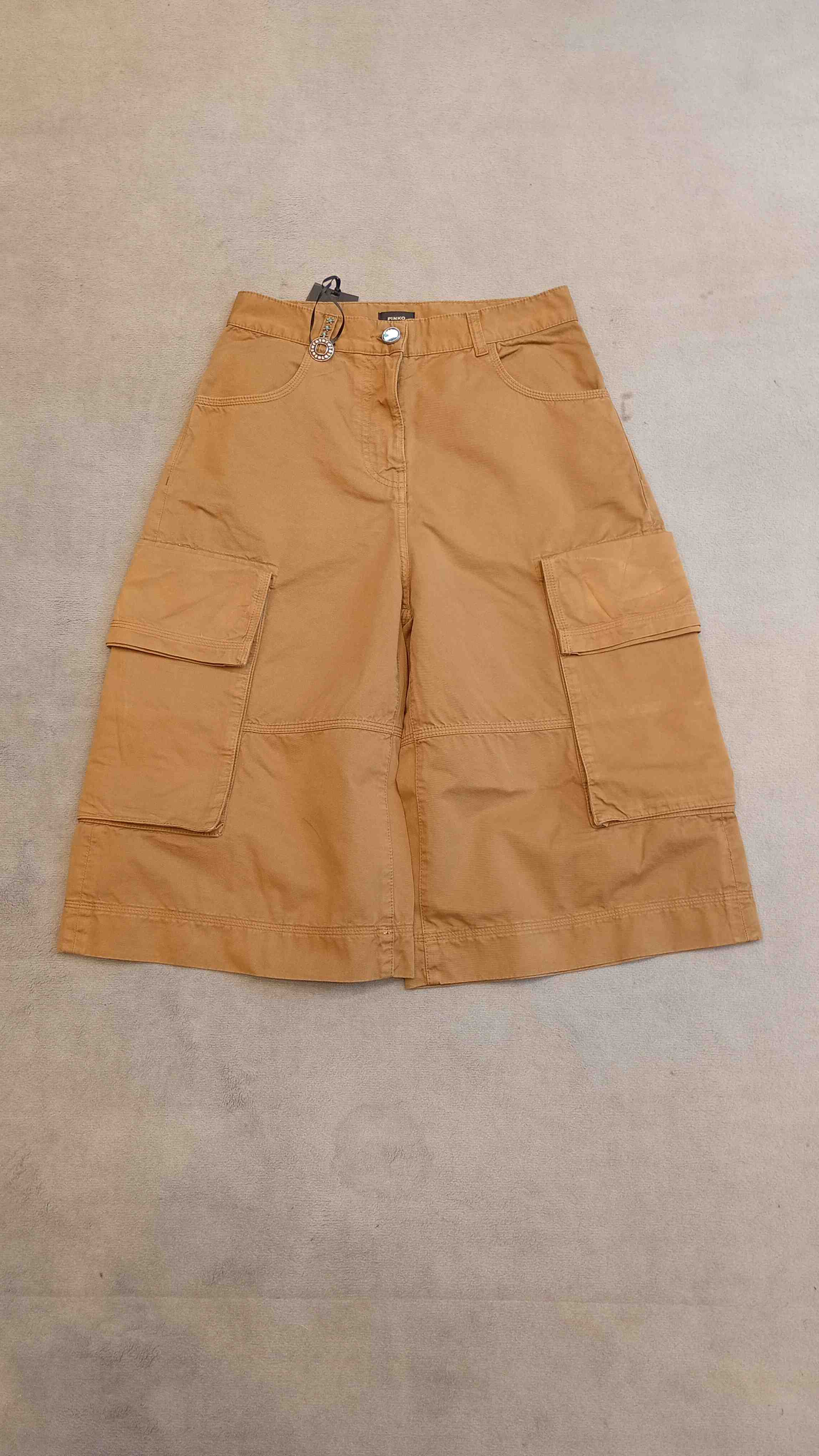 Pinko Women's Brown Albareto Bermuda Gabardina Cotton Short