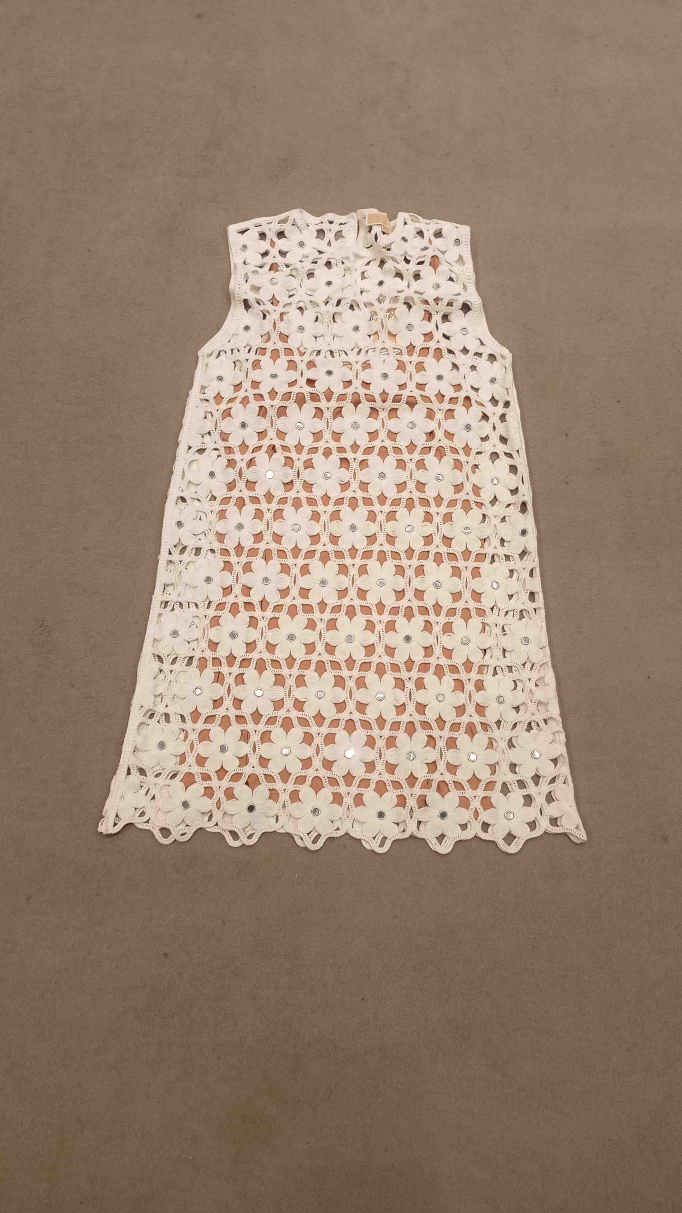 Michael Kors Women's White Faux Crochet Mini Dress Polyester