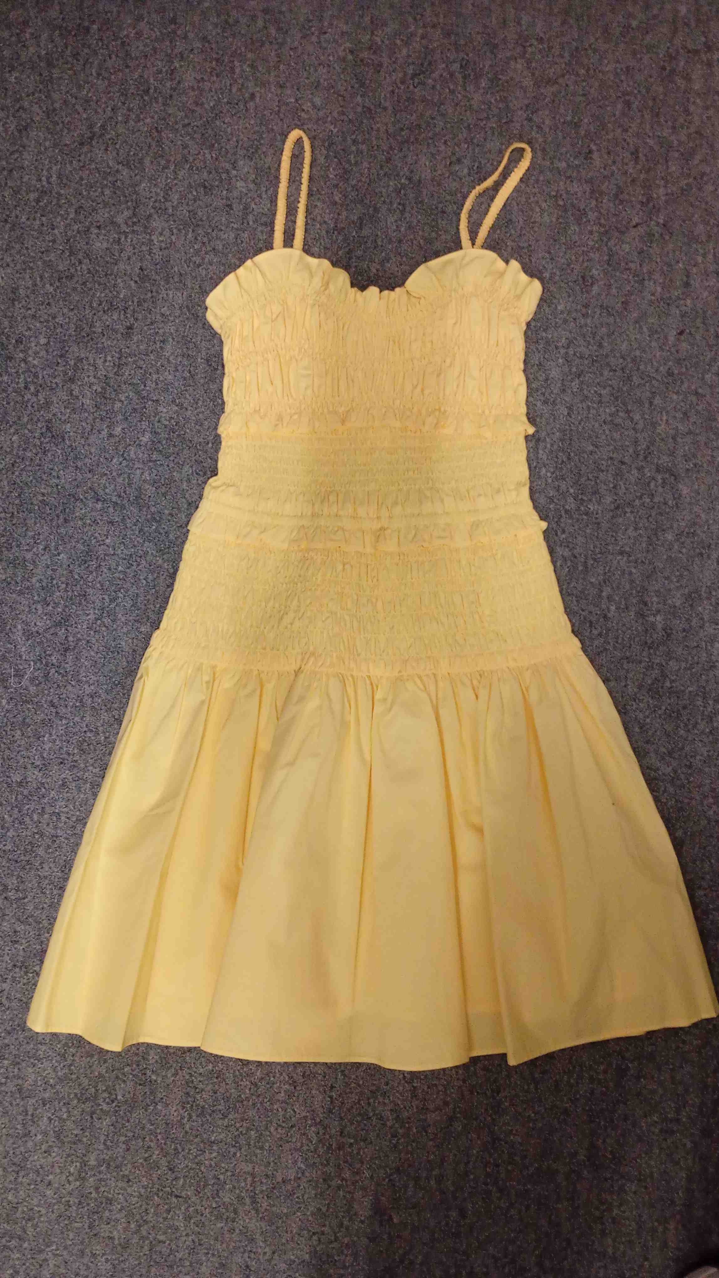 Michael Kors Women's Yellow & Orange Poplin Smocked Mini Dress Organic Cotton